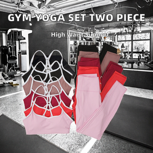 Conjunto Deportivo de Yoga y Gimnasio de Talla Grande en Color Sólido, Leggings de Cintura Alta, Sujetador Deportivo Cruzado, Sin Costuras, Ligero y Reciclable - Product Image 2