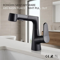 Robinet de lavabo contemporain en plastique ABS avec douchette extractible, finition chromée, montage sur comptoir, eau chaude/froide pour salle de bain