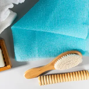 Popular In Japan Rip-Resistant Blue Long Bath Washcloth Nylon Body Wash Cloth Body Exfoliating Shower Towel For Scrub Your Back