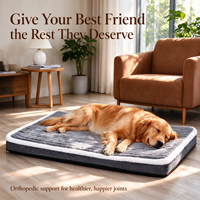 Lit pour chien surélevé de luxe, motif uni, doublure imperméable, tissu durable, housse amovible, forme carrée, rembourrage en mousse de polyuréthane