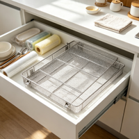 Panier en treillis métallique en acier inoxydable avec couvercle rabattable verrouillable et poignée, plateau de rangement perforé pour cuisine, stérilisation médicale et usage domestique