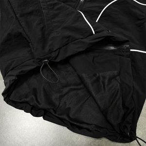 Custom 2 Piece <b>Tracksuit</b> Set Black Hooded Jacket Wide Leg Pants <b>White</b> Piping OEM Logo Wholesale Clothing Manufacturer - Product Image 3
