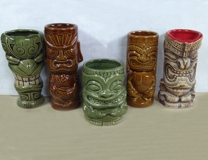 Coppette da Cocktail in rilievo classiche in ceramica Hawaii con smalti massicci, <span class=keywords><strong>vetro</strong></span> Tiki personalizzato senza manico - Product Image 6