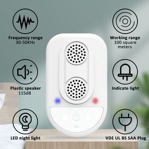 Repelente de control de plagas <span class=keywords><strong>antimosquitos</strong></span> ultrasónico dual, fuente eléctrica de material ABS eficaz para repeler ratas y moscas - Product Image 3