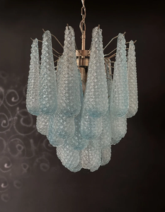 Lampadario <span class=keywords><strong>a</strong></span> <span class=keywords><strong>sospensione</strong></span> con petali di vetro Murano blu con Design in stile <span class=keywords><strong>Vintage</strong></span> italiano - Product Image 2