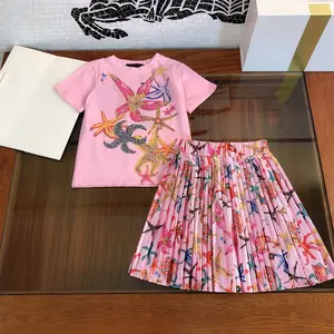 High-end Children's Wear 21 Girls' Summer Dress Western Style Skirt Children's Summer Suit Middle School Children's Women's Plea