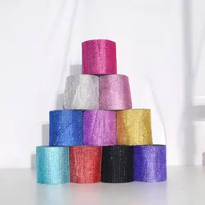 Großhandel dekorative geschenk kunststoff trimmen mesh Poly diamante strass diamant Band für hochzeit verpackung geschenk band