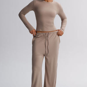 Conjunto deportivo de manga larga con cintura alta y elástico, chándal ligero para correr - Product Image 5