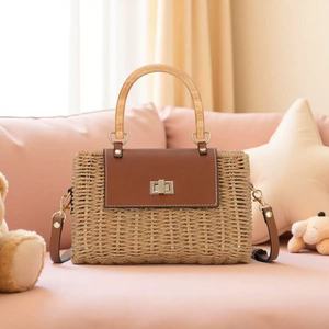 Bolso de Hombro de Paja Tejido a Mano de Gran Capacidad Estilo Francés con Cremallera, Sencillez Urbana, Portátil para Playa y Vacaciones - Product Image 1