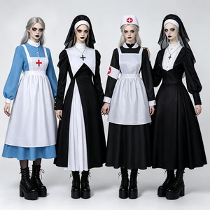 Disfraz <span class=keywords><strong>de</strong></span> Enfermera Vintage <span class=keywords><strong>para</strong></span> Mujer, Vestido con Delantal Azul y Rojo <span class=keywords><strong>de</strong></span> Manga Larga, Uniforme Médico Victoriano, Traje <span class=keywords><strong>para</strong></span> <span class=keywords><strong>Fiesta</strong></span> <span class=keywords><strong>de</strong></span> Halloween - Product Image 1