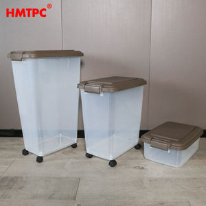 Durable Medium Wheeled Pet <span class=keywords><strong>Food</strong></span> Storage Bucket - Large Capacity Recipiente Plástico para Cães e Gatos Alimentação - Product Image 5