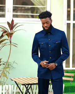 Blazer da <span class=keywords><strong>uomo</strong></span> <span class=keywords><strong>blu</strong></span> <span class=keywords><strong>scuro</strong></span> <span class=keywords><strong>completo</strong></span> formale Slim Fit e set di pantaloni da <span class=keywords><strong>uomo</strong></span> taglie forti eleganti completi da <span class=keywords><strong>uomo</strong></span> 2 pezzi - Product Image 6