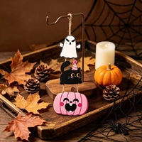 Ornement suspendu en bois pour Halloween, décoration en bois effrayante, ornement d'arbre fait main, décoration rustique pour fête d'automne, cadeau
