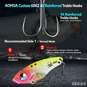 Señuelo de Pesca Aohu VIB Tremor, Cebo Duro VIB con Anzuelo Triple Reforzado 4X, Micro VIB para Venta al Por Mayor - Product Image 3