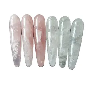 Künstliche natürliche Rock Rose Quarz Kristall Vagina Massage Zauberstäbe klare Kristall Dildo Penis Zauberstab
