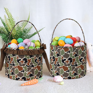 Venta al por mayor de cestas de camuflaje personalizadas para niños, Cubo de dulces, huevo, tela suave, bolsa de almacenamiento por sublimación, cubos deportivos de Pascua - Product Image 4