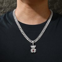 Bijoux Animaux Iced Out Tendance en Moissanite Mignonne Cœur d'Amour Ours Pendentif Or Blanc Argent Sterling 925 Diamant VVS pour Hommes Femmes