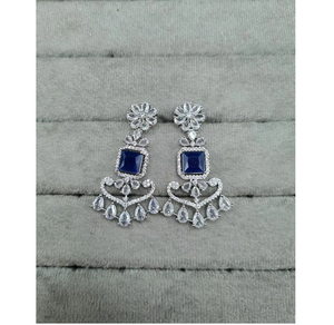 Pendientes Colgantes Geométricos de Piedra Verde Mar Plateados en Plata, Pendientes de Cristal de Lujo con Forma de Flor, Joyería para Bodas y Fiestas, Regalo - Product Image 6