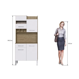 Armoire de cuisine de style moderne OLIVIA, 4 portes, 1 tiroir, meubles de maison en bois, panneaux de particules, couleur bois/blanc, Brazilian Decibel - Product Image 5