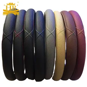 Cheap price fiber leather car steering wheel cover factory