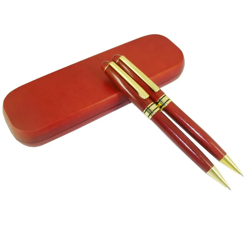 ACMECN ชุดปากกาลูกลื่นไม้ย้อนยุคคลาสสิก,ชิ้นส่วนทองไม้โรสวู้ดพร้อมกล่องดินสอไม้ปากกาไม้หรูหราพร้อมกล่องของขวัญ