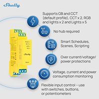 Shelly Pro RGBWW PM Wi-Fi/LAN Bandes LED intelligentes RGBW avec mesure de puissance et gradation |   Automatisation domestique |   Pas de hub |   Alexa/Google Home