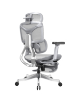 Kursi Kerja Eksekutif Modern Ergonomis Berbahan Mesh dengan Sandaran Kaki, Penyangga Pinggang Dinamis Wing-Flap, Sandaran Tangan 5D, dan Alas Aluminium