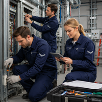 Ensemble uniforme de travail industriel personnalisé OEM 235GSM 65/35 en polycoton, veste et pantalon cargo pour l'entretien en usine