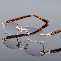 Montures rectangulaires sans monture en stock, lunettes de vue en métal de haute qualité pour hommes, lunettes de lecture