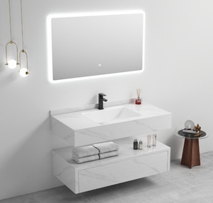 Meuble-lavabo de salle de bain de haute qualité, design moderne, lavabo en céramique <span class=keywords><strong>avec</strong></span> tiroir, montage mural, meubles-lavabo en pierre frittée, <span class=keywords><strong>miroir</strong></span> de salle de bain - Product Image 1