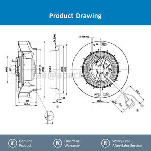 Ventilador Centrífugo de Refrigeración EC para AHU, R3G190-RB01-06, 190 mm, 230 VCA, 0.43 A, 44 W, 2490 RPM, Rodamiento de Bolas, IP54, Plástico, OEM - Product Image 4