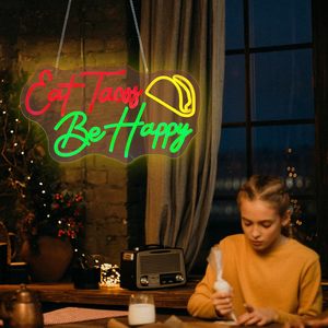 Hạnh Phúc Ăn Tacos Neon Dấu Hiệu LED Tường Trang Trí Nội Thất Taco Bar Đảng Nhà Bếp Phòng Ăn Trang Trí Vui Vẻ Thực Phẩm Theo Chủ Đề Đèn Neon - Product Image 5