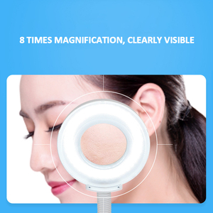 2023 salón de cuidado de la piel lupa de piso lámpara de cristal luz Led con 8X lupa de cristal para extensión de pestañas lámpara estética - Product Image 4