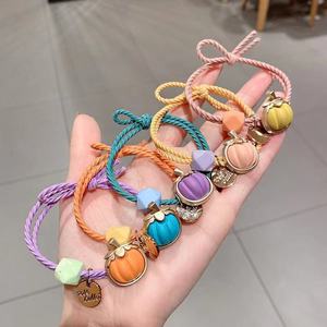 Korean Style Pumpkin Hair Tie Mixed Colors Rhinestone Decor Casual Headdress for Girls - Product Image 1