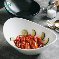 Bol à salade et à fruits en mélamine, de forme bateau, blanc et noir, résistant à la chaleur, de qualité alimentaire, personnalisable, vaisselle moderne