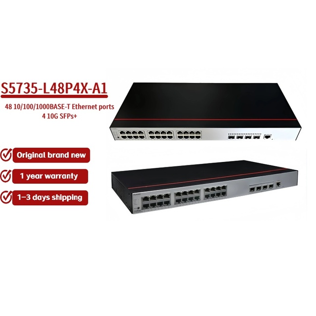 HUAWEI S5735-L48P4X-A1 1000mbps Black Network Switch Best Manageable 1U Ethernet Switch PoE SNMP QoS VLAN IP Features Stock