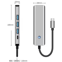 Adaptor Multiport USB C Hub 5 in 1, USB C Hub 4K 60HZ HDTV 100W pengisian cepat stasiun dok untuk MacBook Pro/Air iPad Laptop