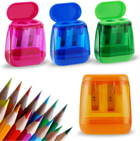 Lot de taille-crayons manuels en plastique pour étudiants, double trou, transparents, rapides et sûrs, avec logo personnalisé, pour la vente en gros, les lots de récompenses pour salles de classe, directement de l'usine