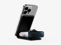 Nouveaux gadgets : support de téléphone pliable 3-en-1 avec charge sans fil magnétique 15W PD, charge rapide Type-C, support de téléphone en cuir premium