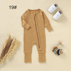 Ropa de Bebé al por Mayor, Pijama de Jersey Sólido con Cierre para Bebés, Mameluco de Bambú para Bebés - Product Image 2