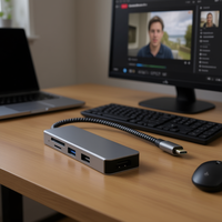 Hub HDMI 4K USB 3.0 avec lecteur de carte SD Micro SD, adaptateur métallique de type C vers type C, transfert de données 5 ports jusqu'à 3 Mbps pour ordinateur portable