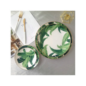 Wholesale Kitchen Utensils Bone China Leaves Plate Ceramic Dinnerware Plates Porcelain <b>Dinner</b> <b>Set</b> - Product Image 4