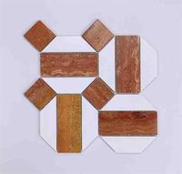 Mosaïque hexagonale murale et de sol en marbre vert à motifs floraux, couleurs mélangées
