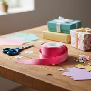 ริบบิ้นตกแต่ง 2.5 ซม. X 3.5 ม. สีชมพู สำหรับงานฝีมือและห่อของขวัญ - Product Image 3