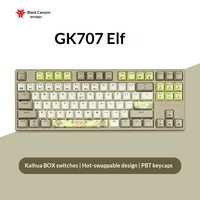 Clavier mécanique filaire HEXGEARS GK707 87 touches avec interrupteurs Kailh BOX remplaçables à chaud, touches PBT à thème, corps en ABS, 1000Hz pour le gaming