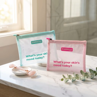 Sac cosmétique en nylon avec logo personnalisé, fermeture éclair en silicone, organiseur pour trousse de maquillage de voyage, élégant et tendance