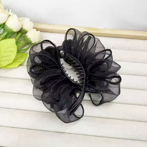 French autumn and winter new style tulip ball clip temperament fashion elegant mesh cloud medium grab clip hairpin headdress - Product Image 4