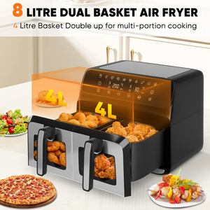 Freidora de Aire Digital Cuadrada de 8L con Doble Cesta y 2 Cestas Independientes de 4L, 10 Preajustes, Ventana Visual, Cocción de Doble Zona para RV y Familias - Product Image 5