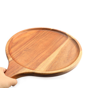 ถาดพิซซ่าไม้ทรงกลมสไตล์ญี่ปุ่น ทำจากไม้กระถินเทศ หนา 2 ซม. สำหรับเสิร์ฟอาหาร ใช้ในครัวเรือน - Product Image 5