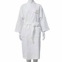 Peignoir gaufré doux pour hôtel et spa avec poches, pour couple, respectueux de la peau, à manches longues, pour toutes les saisons